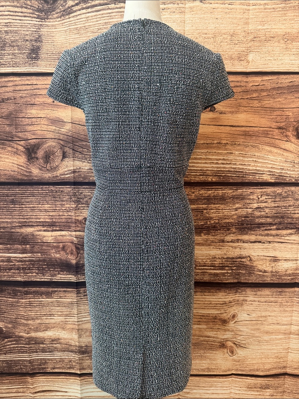 Grace Karin Black and White Tweed Square-Neck Midi Dress - Picture 4 of 6